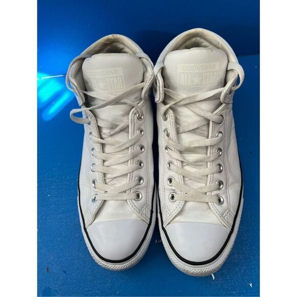 Converse Chuck Taylor All Star White Leather Mid Top men size 11M  women13 W - Picture 6 of 8